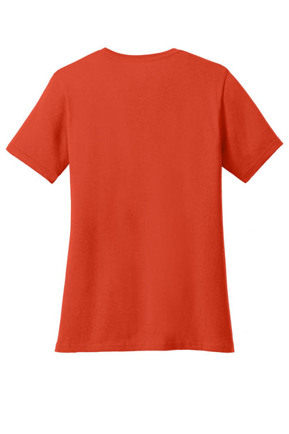 Rear View of Orange Port & Company Women's Core Cotton Tee. LPC54