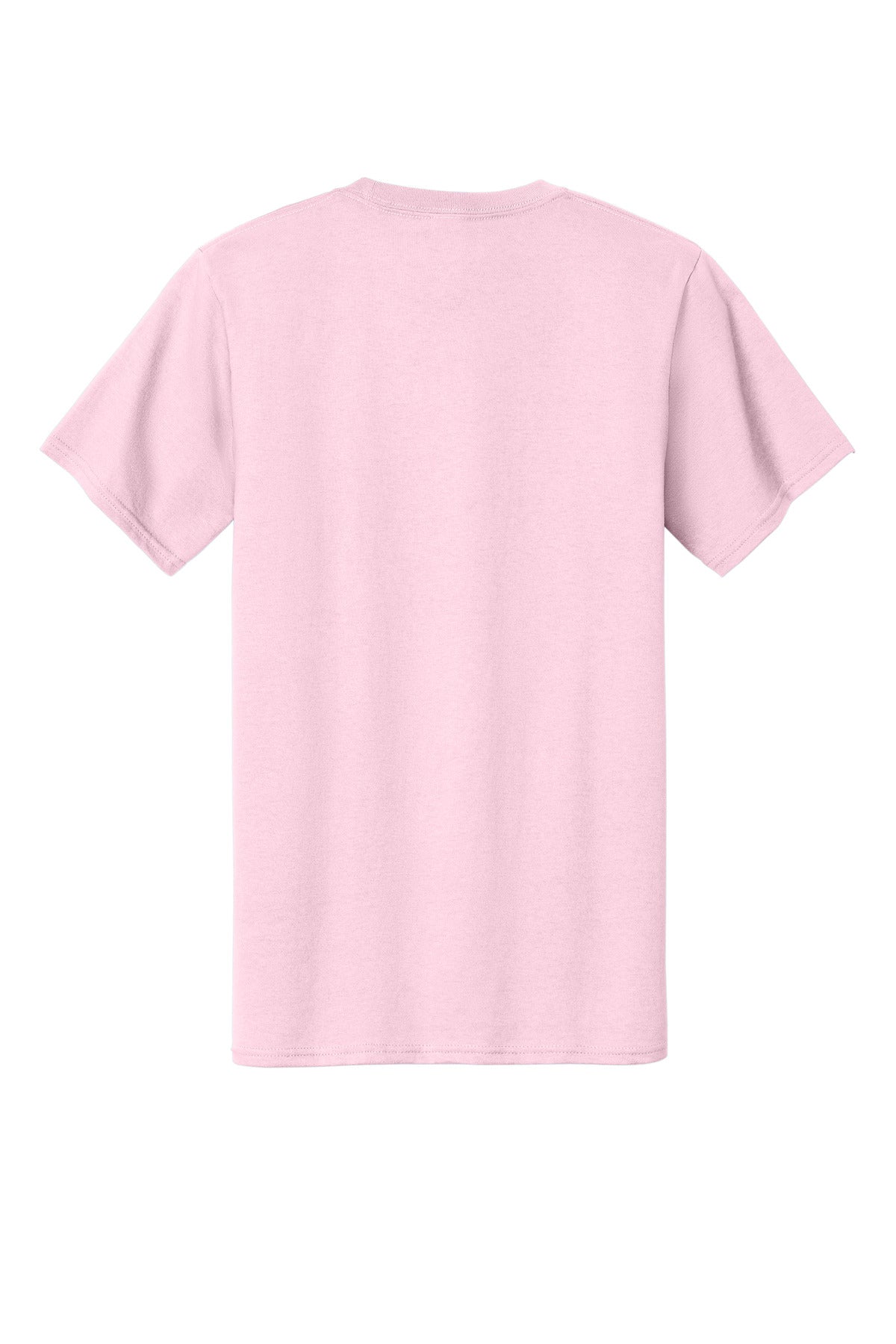 Rear View of Pale Pink Port & Company Tall Essential Tee. PC61T