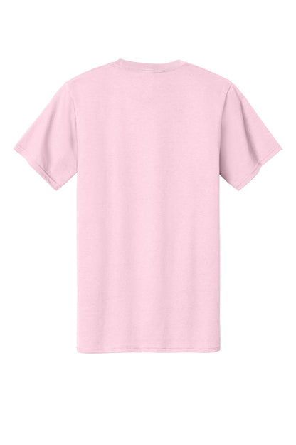 Rear View of Pale Pink Port & Company Tall Essential Tee. PC61T