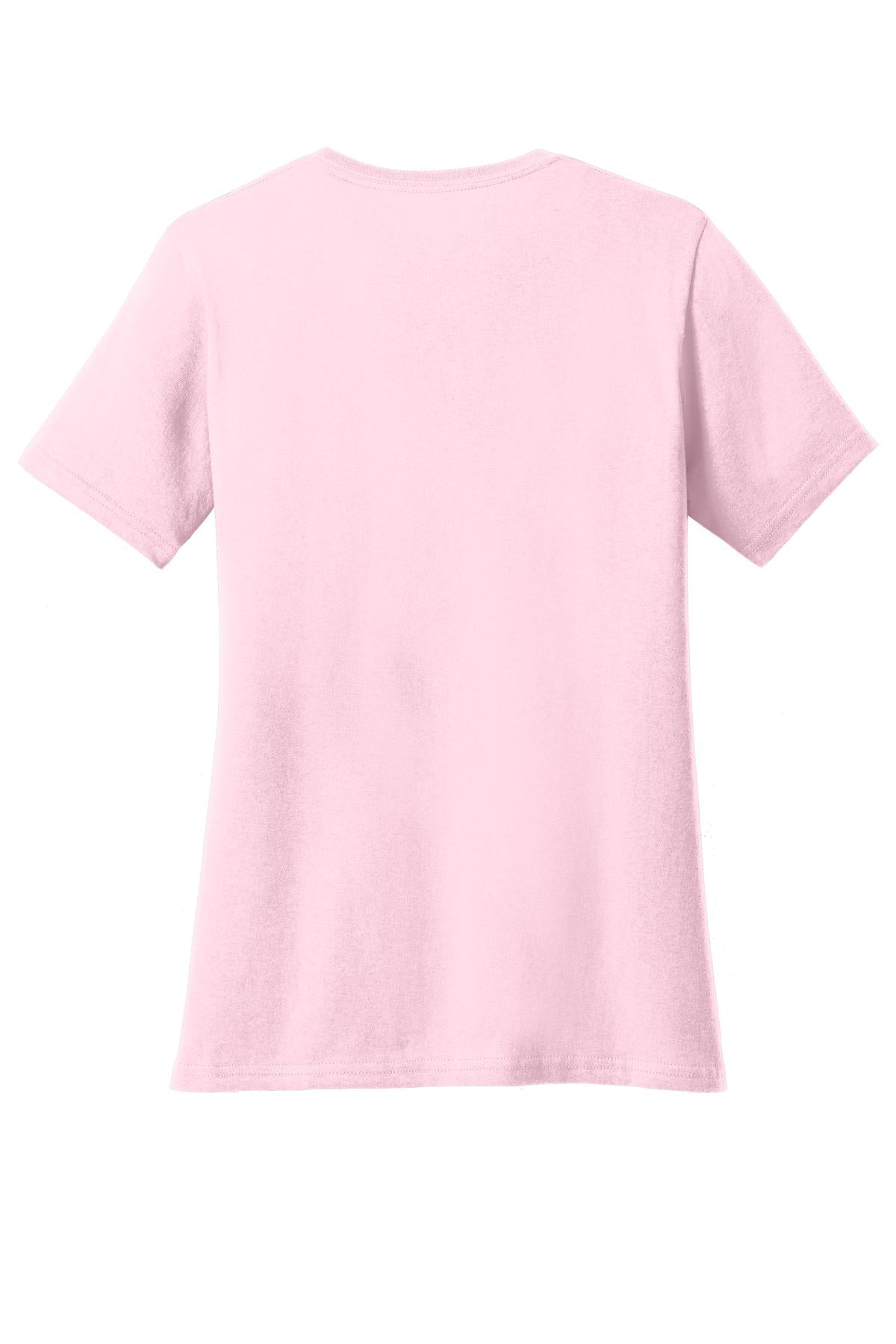 Rear View of Pale Pink Port & Company Women's Core Cotton Tee. LPC54