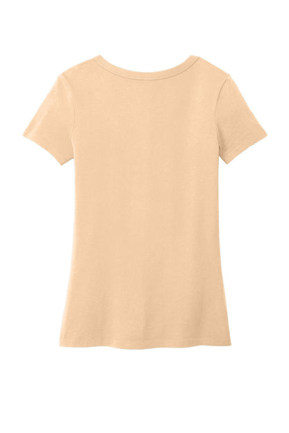 Rear View of Peach Port & Company Women's Beach Wash Garment-Dyed V-Neck Tee LPC099V