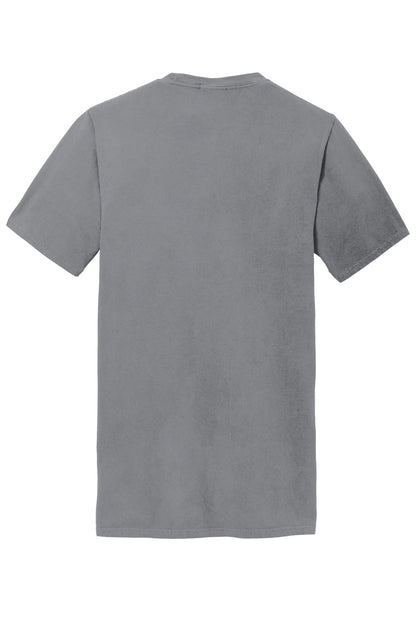 Rear View of Pewter Port & Company Beach Wash Garment-Dyed Pocket Tee. PC099P