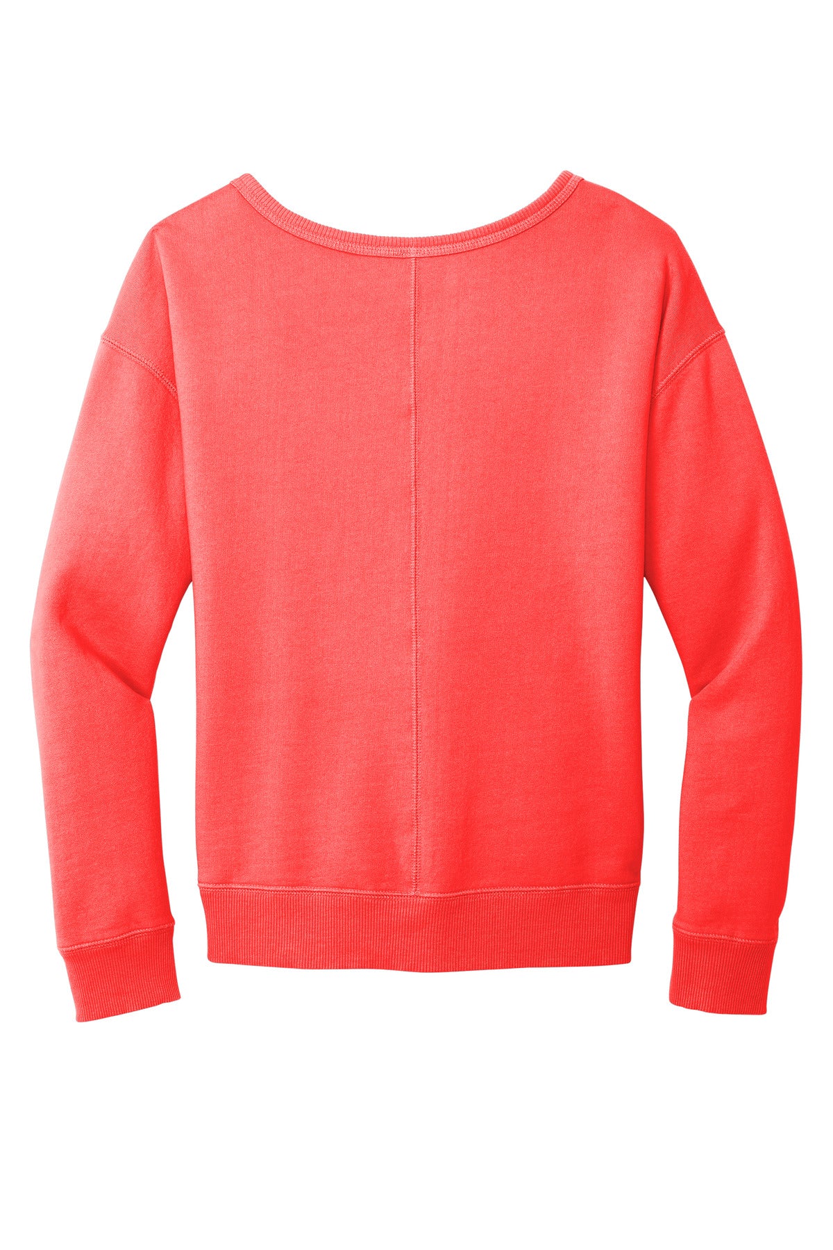 Rear View of Poppy Port & Company Women's Beach Wash Garment-Dyed V-Neck Sweatshirt LPC098V