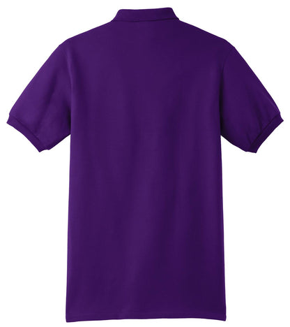 Rear View of Purple Hanes EcoSmart - 5.2-Ounce Jersey Knit Sport Shirt 054X