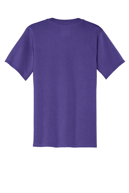 Rear View of Purple Port & Company Core Cotton Pocket Tee. PC54P