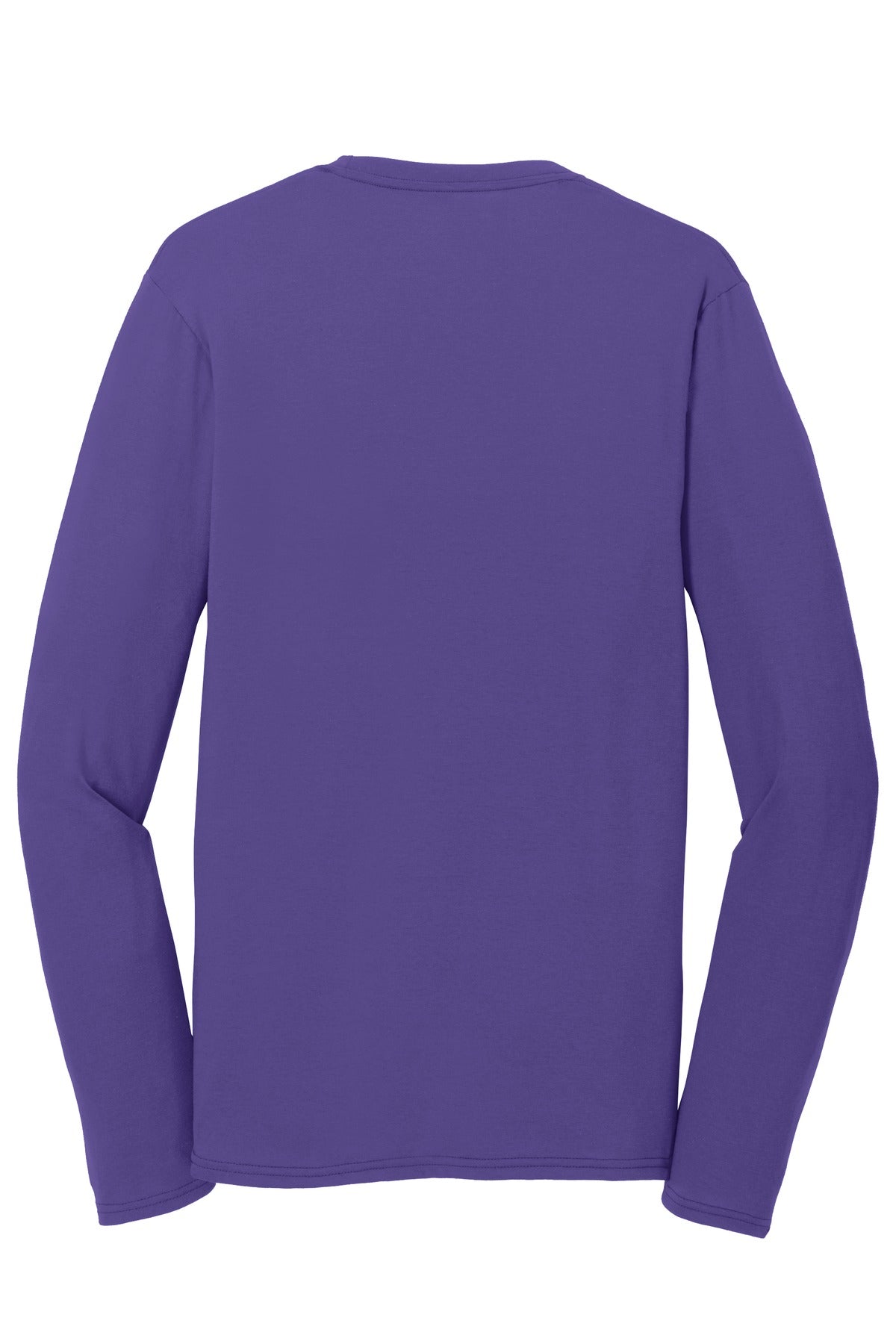 Rear View of Purple Port & Company Long Sleeve Performance Blend Tee. PC381LS