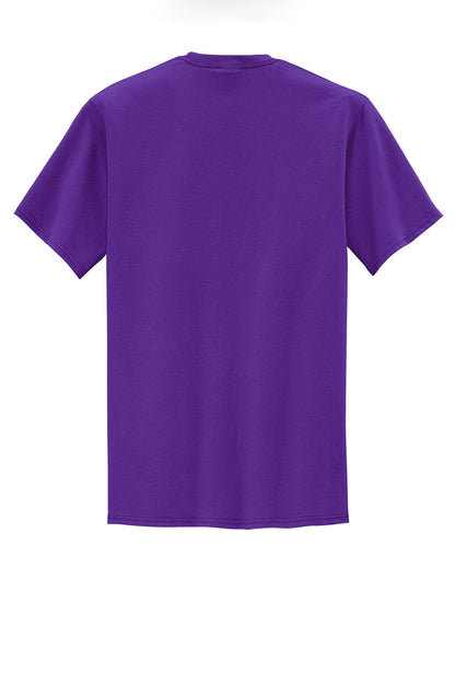 Rear View of Purple Port & Company Tall Core Blend Pocket Tee. PC55PT