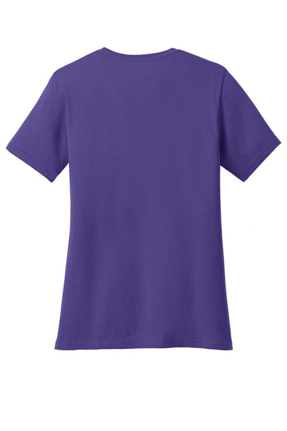 Rear View of Purple Port & Company Women's Core Cotton Tee. LPC54