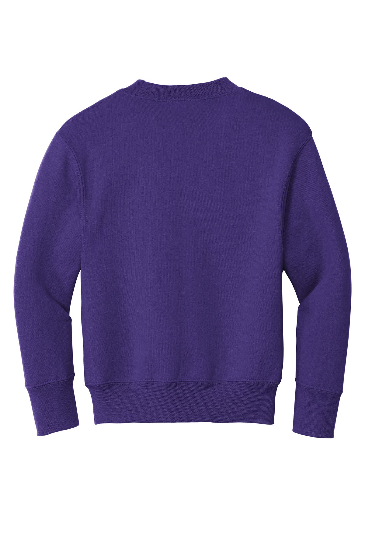 Rear View of Purple Port & Company Youth Core Fleece Crewneck Sweatshirt. PC90Y