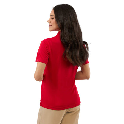 Rear View of Red DARA SS Polo - Women's plain