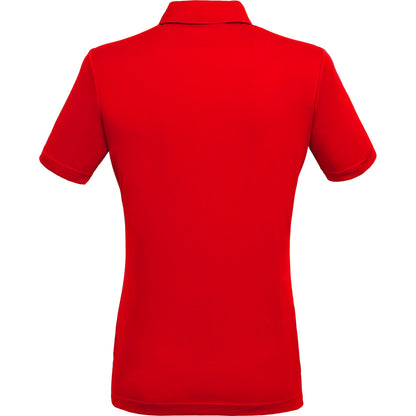 Rear View of Red DARA SS Polo - Women's plain