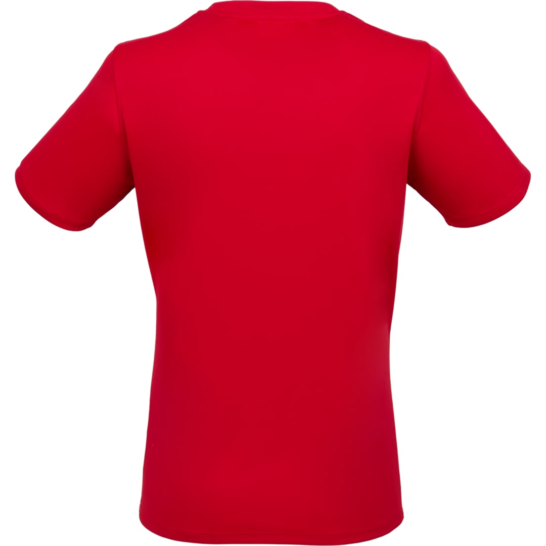 Rear View of Red DARA SS Tech Tee - Women's plain