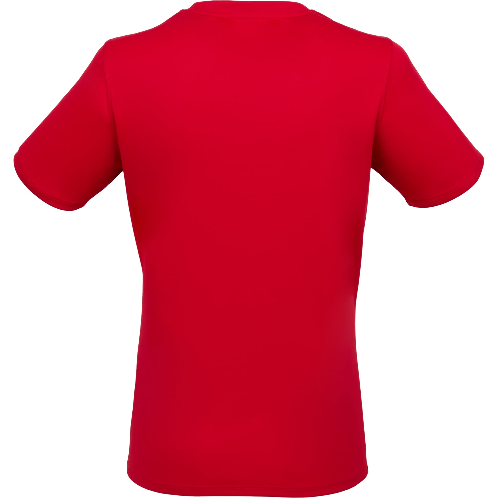 Rear View of Red DARA SS Tech Tee - Women's plain