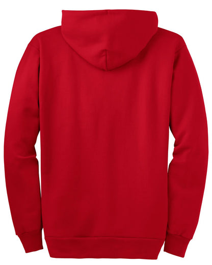 Rear View of Red Port & Company Essential Fleece Full-Zip Hooded Sweatshirt. PC90ZH