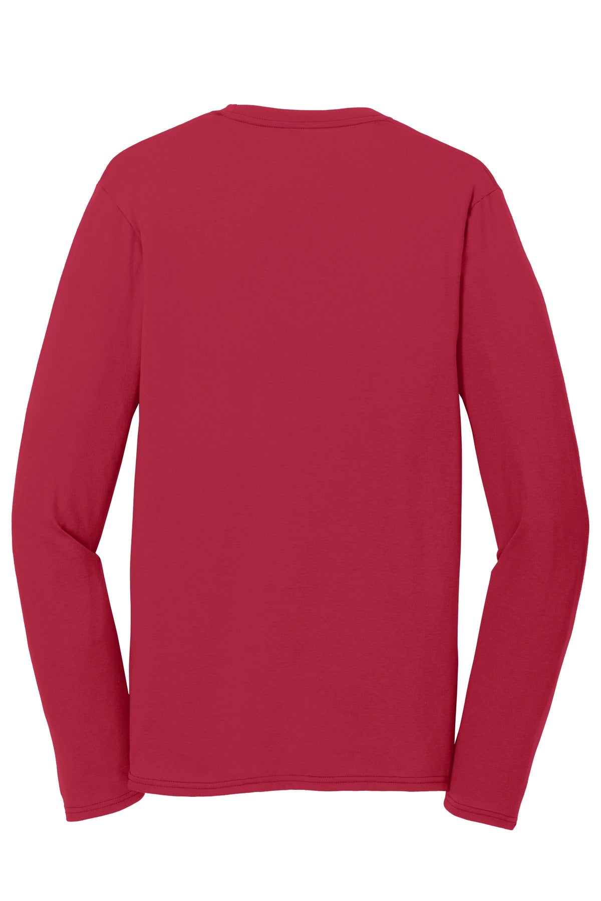 Rear View of Red Port & Company Long Sleeve Performance Blend Tee. PC381LS