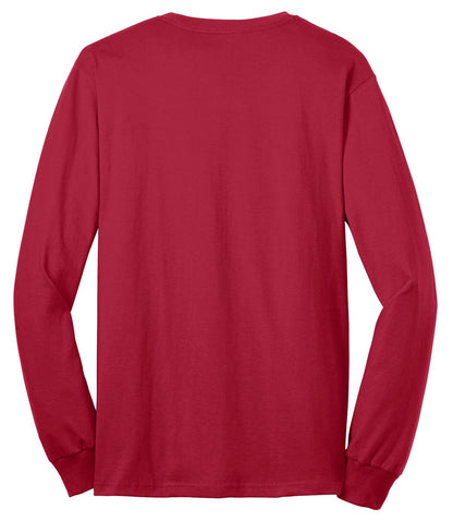 Rear View of Red Port & Company Tall Long Sleeve Core Blend Tee. PC55LST