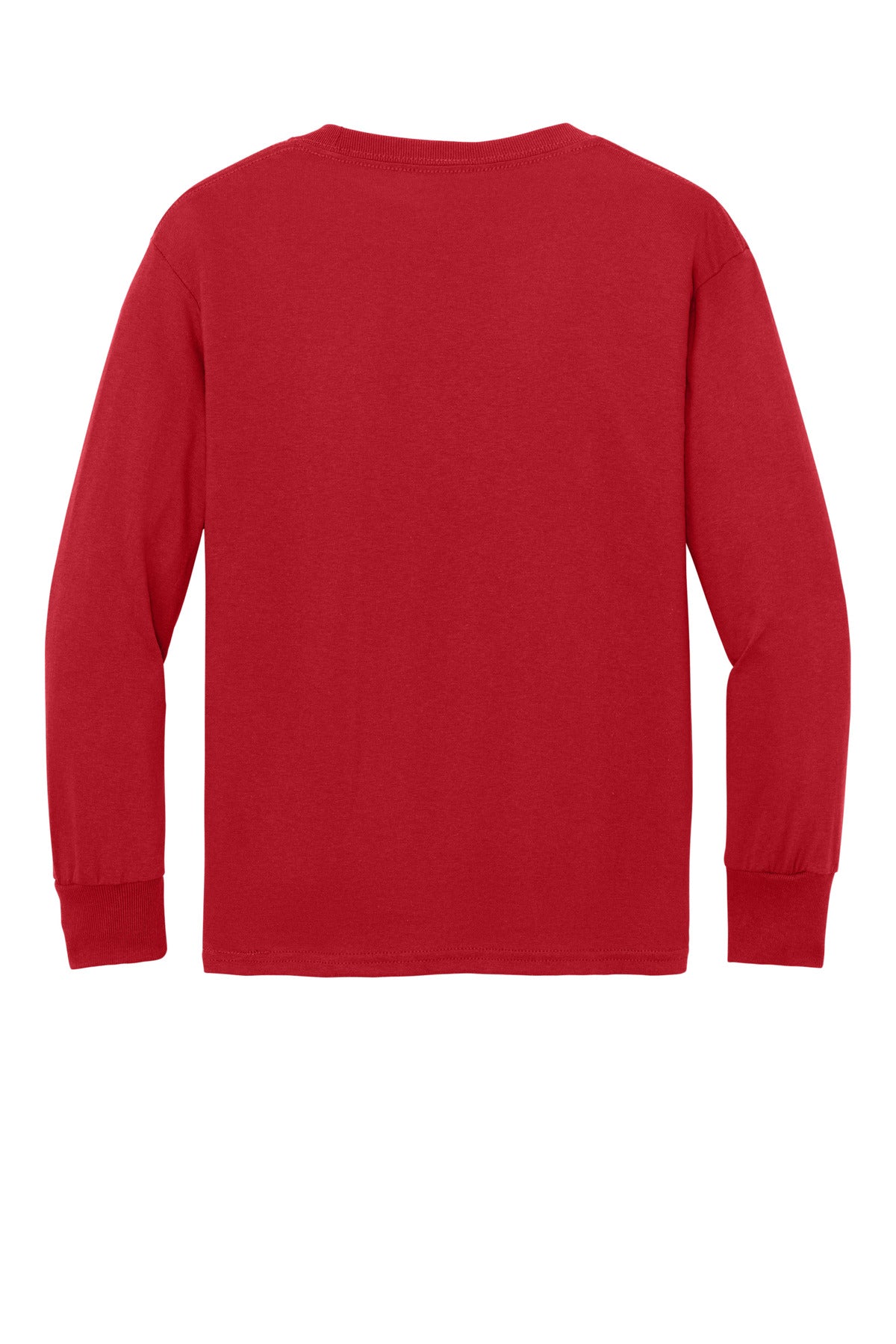 Rear View of Red Port & Company Youth Long Sleeve Core Cotton Tee. PC54YLS