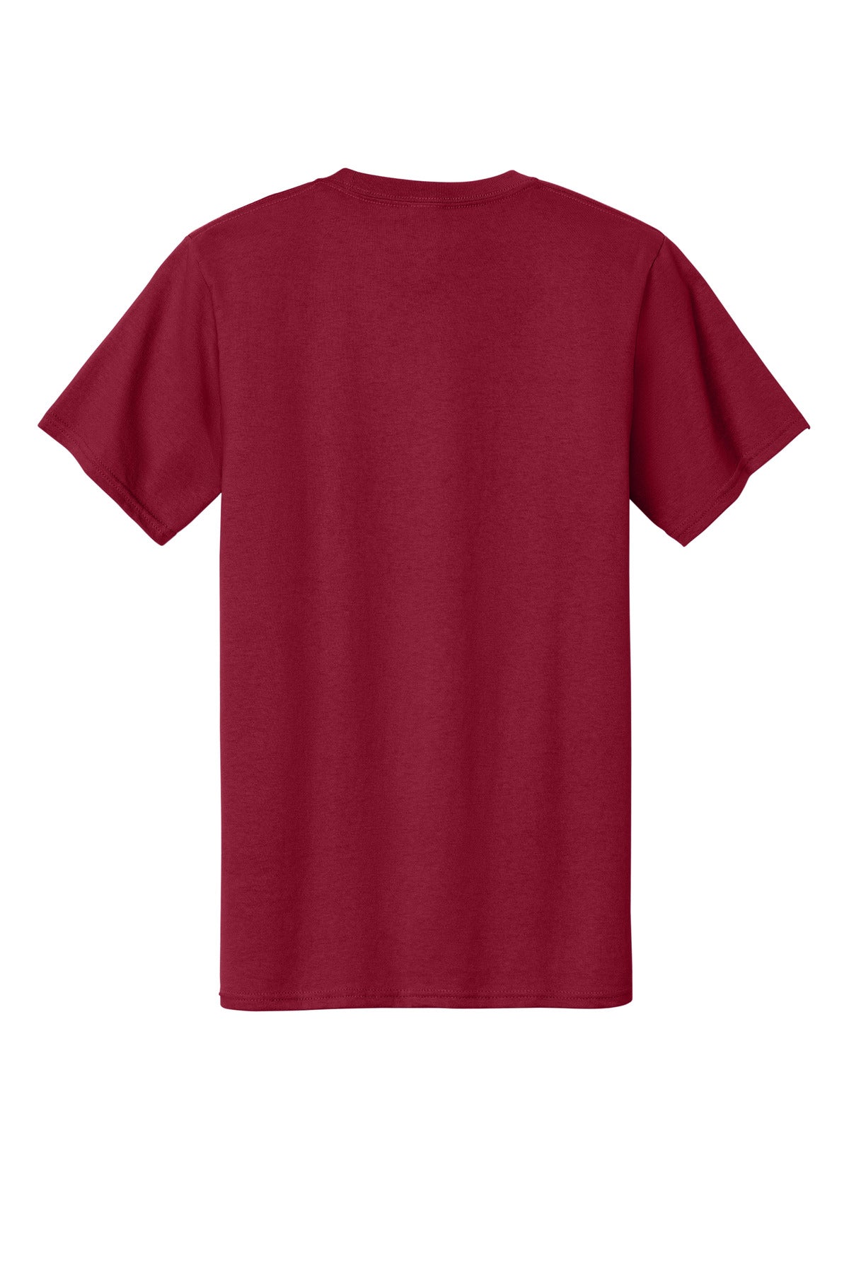 Rear View of Rich Red Port & Company Tall Essential Tee. PC61T