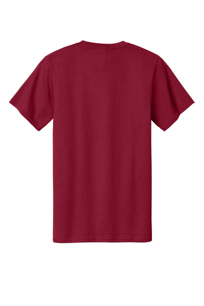 Rear View of Rich Red Port & Company Tall Essential Tee. PC61T