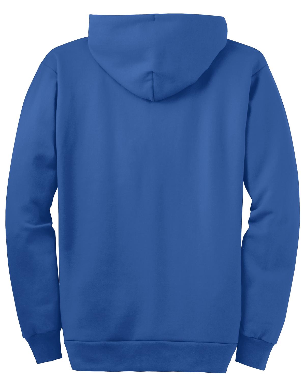 Rear View of Royal Port & Company Essential Fleece Full-Zip Hooded Sweatshirt. PC90ZH
