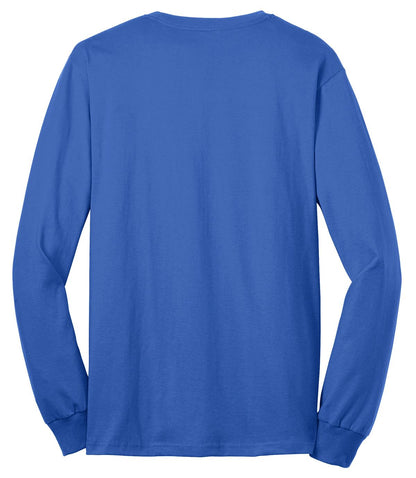 Rear View of Royal Port & Company Tall Long Sleeve Core Blend Tee. PC55LST