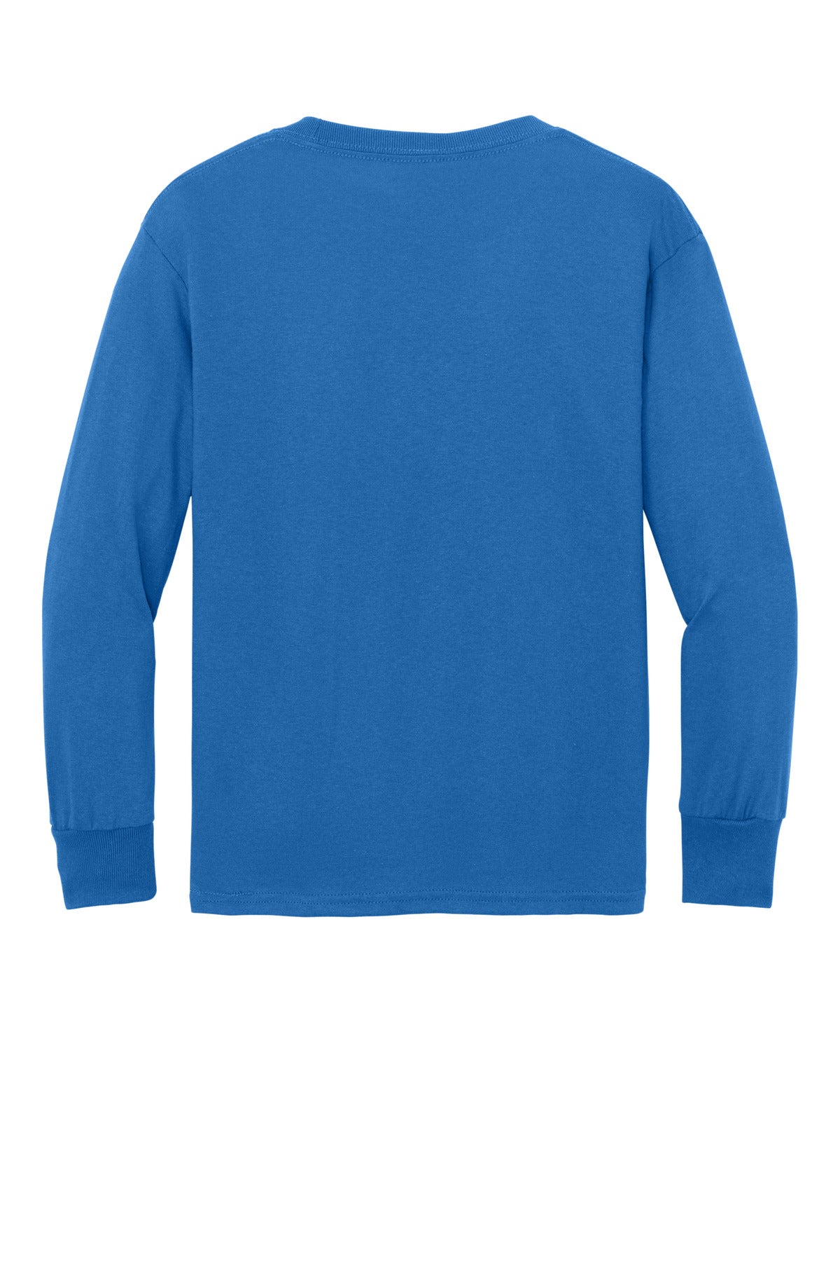 Rear View of Royal Port & Company Youth Long Sleeve Core Cotton Tee. PC54YLS