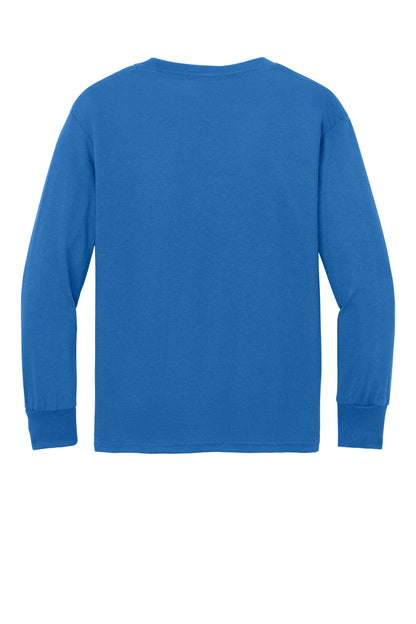 Rear View of Royal Port & Company Youth Long Sleeve Core Cotton Tee. PC54YLS