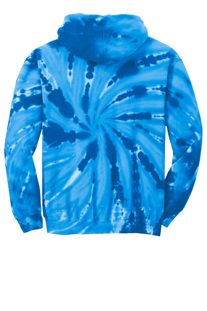 Rear View of Royal Port & Company Youth Tie-Dye Pullover Hooded Sweatshirt. PC146Y