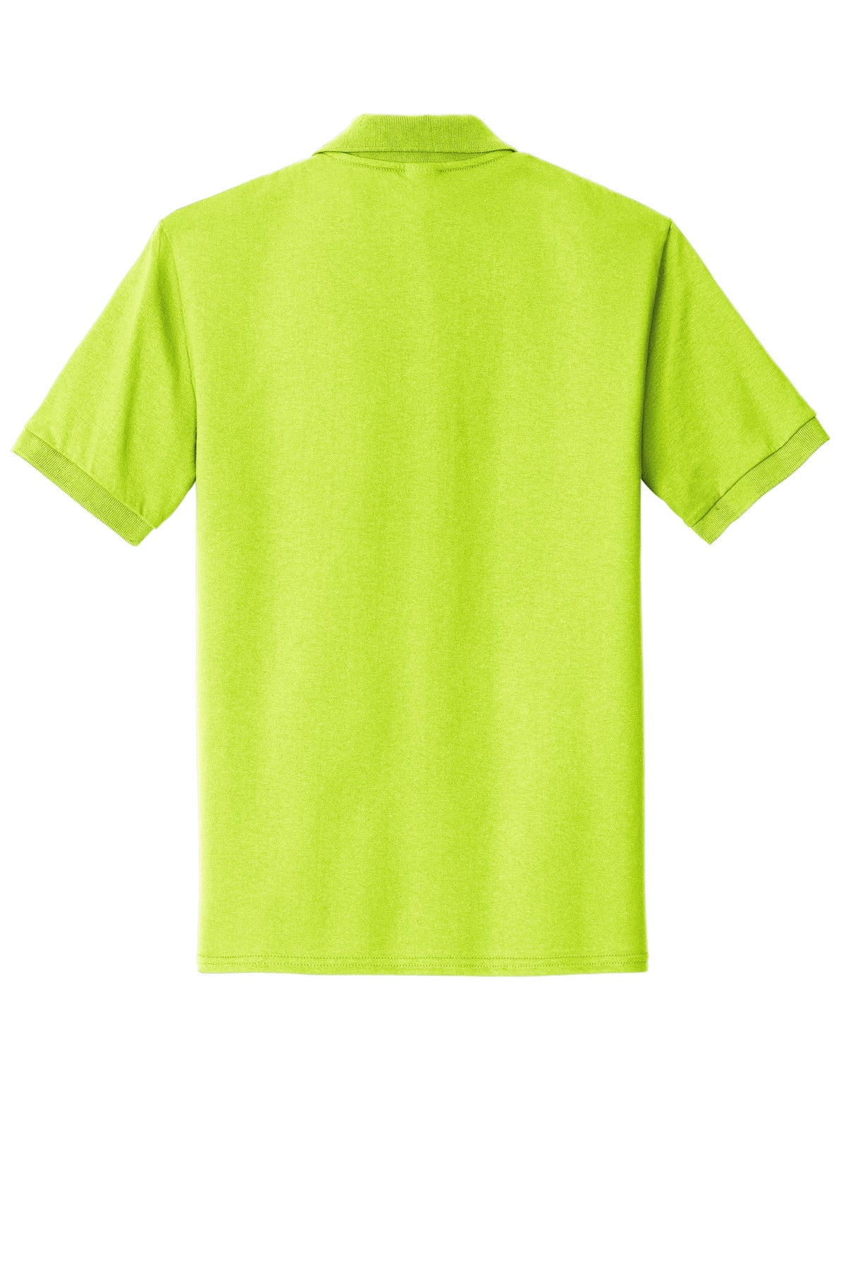 Rear View of Safety Green Port & Company Core Blend Jersey Knit Pocket Polo. KP55P