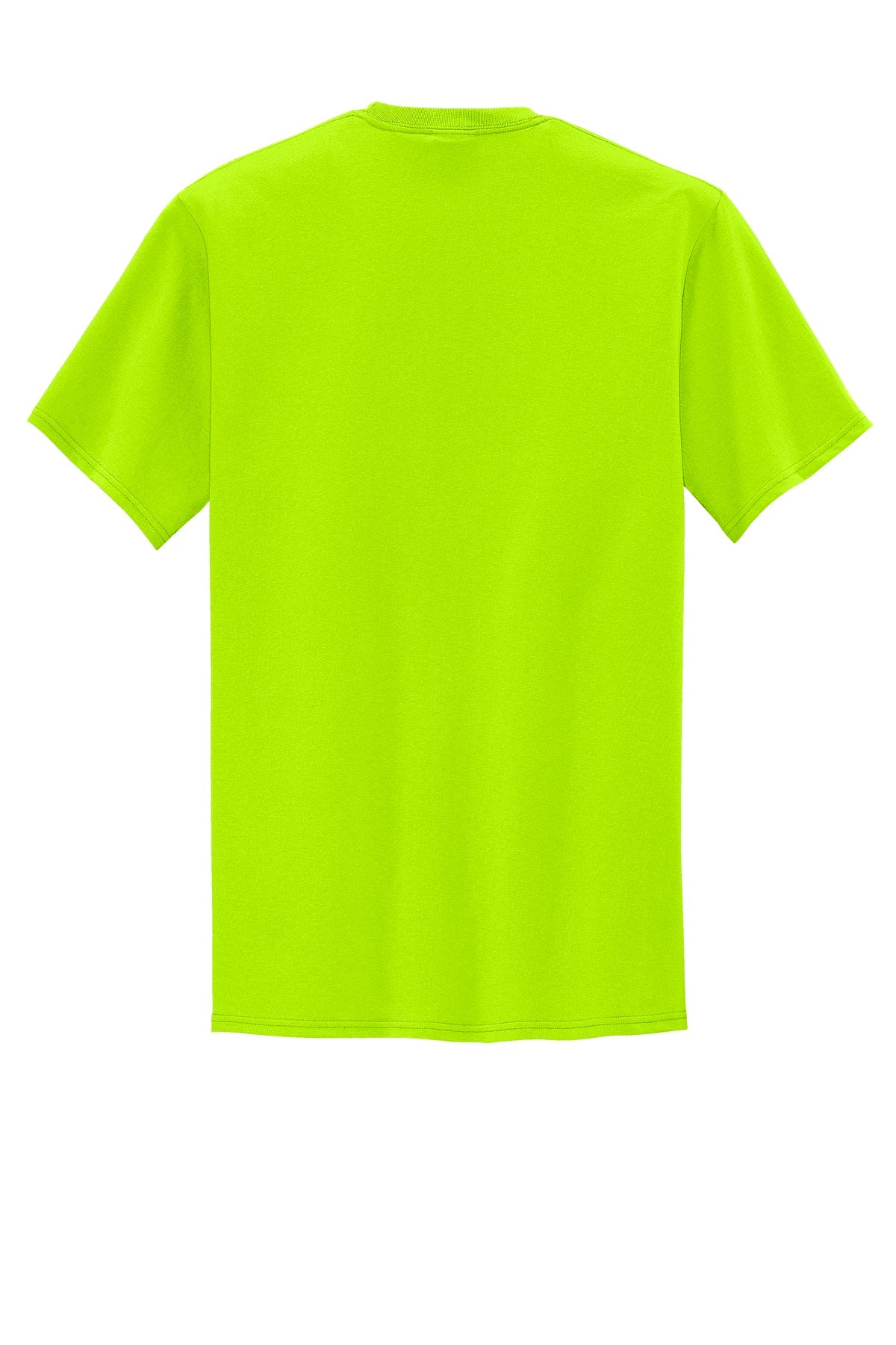Rear View of Safety Green Port & Company Tall Core Blend Pocket Tee. PC55PT