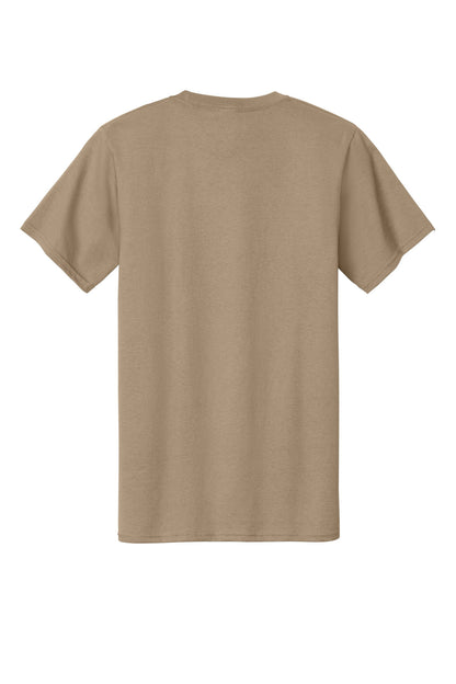 Rear View of Sand Port & Company Tall Essential Tee. PC61T