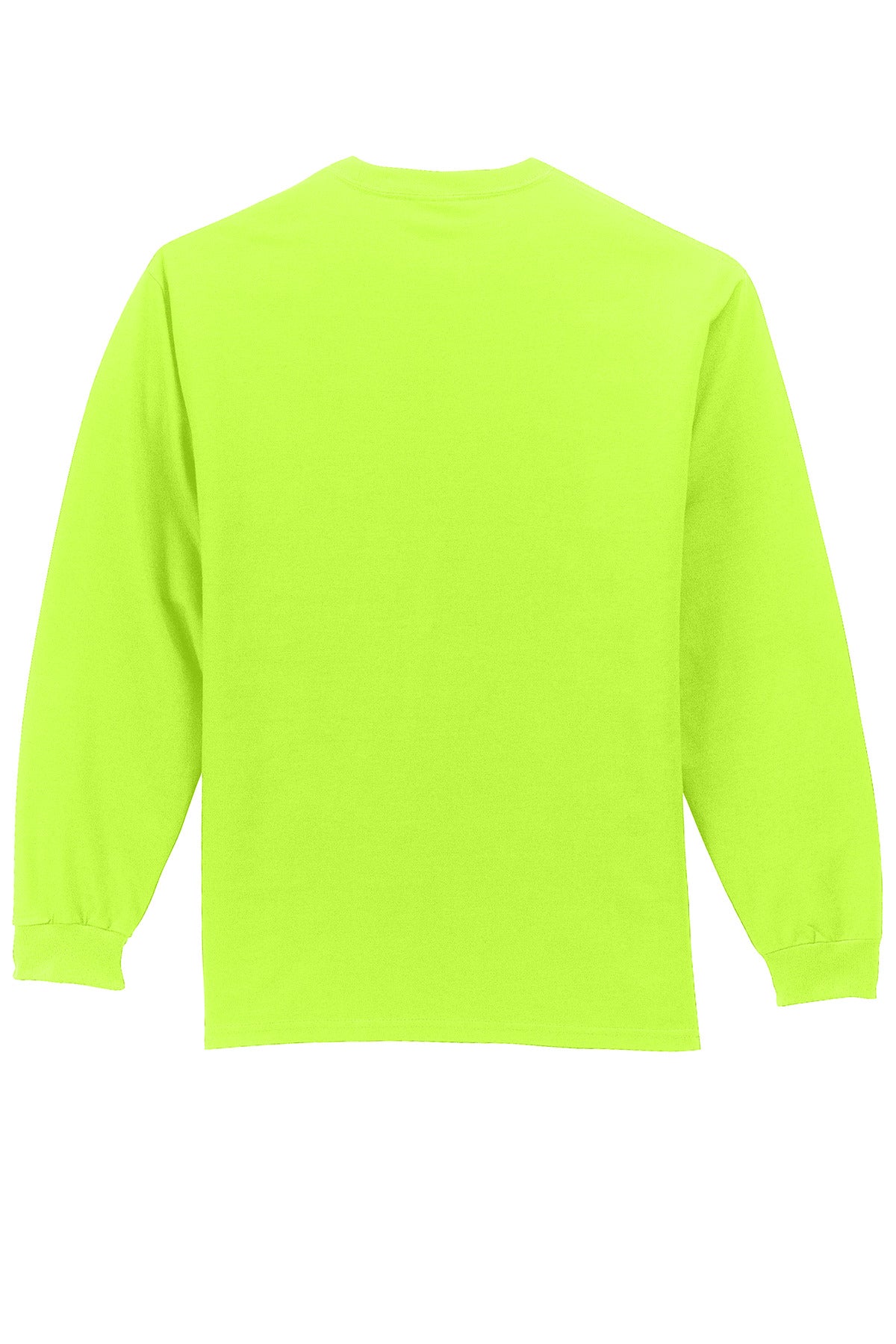 Rear View of SGreen Port & Company Long Sleeve Essential Pocket Tee. PC61LSP