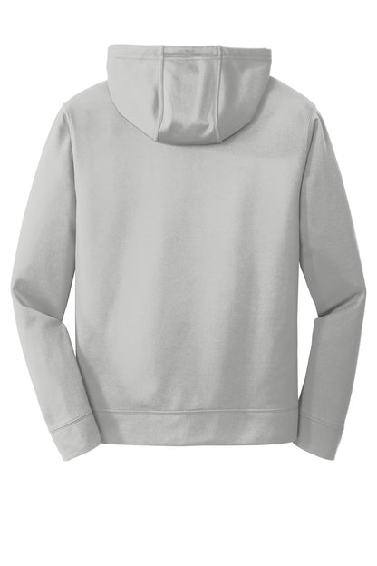 Rear View of Silver Port & Company Performance Fleece Pullover Hooded Sweatshirt. PC590H