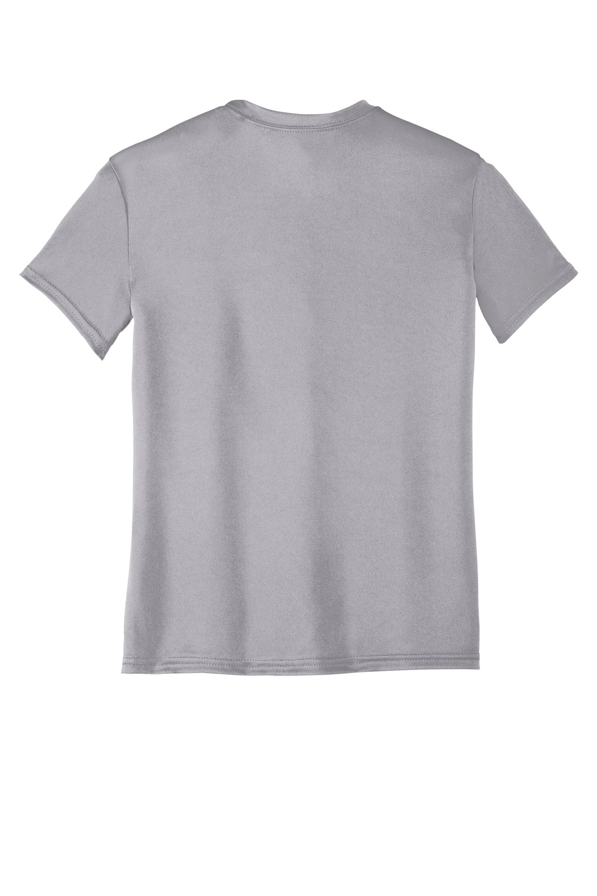 Rear View of Silver Port & Company Youth Performance Tee. PC380Y