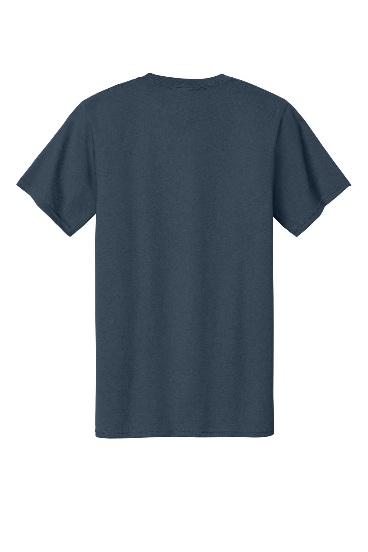 Rear View of Steel Blue Port & Company Tall Essential Tee. PC61T
