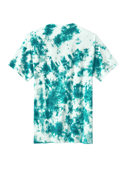 Rear View of Teal Port & Company Crystal Tie-Dye Tee PC145