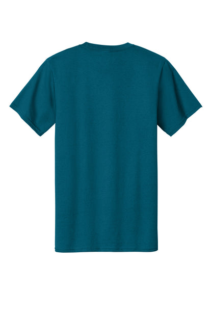 Rear View of Teal Port & Company Tall Essential Tee. PC61T