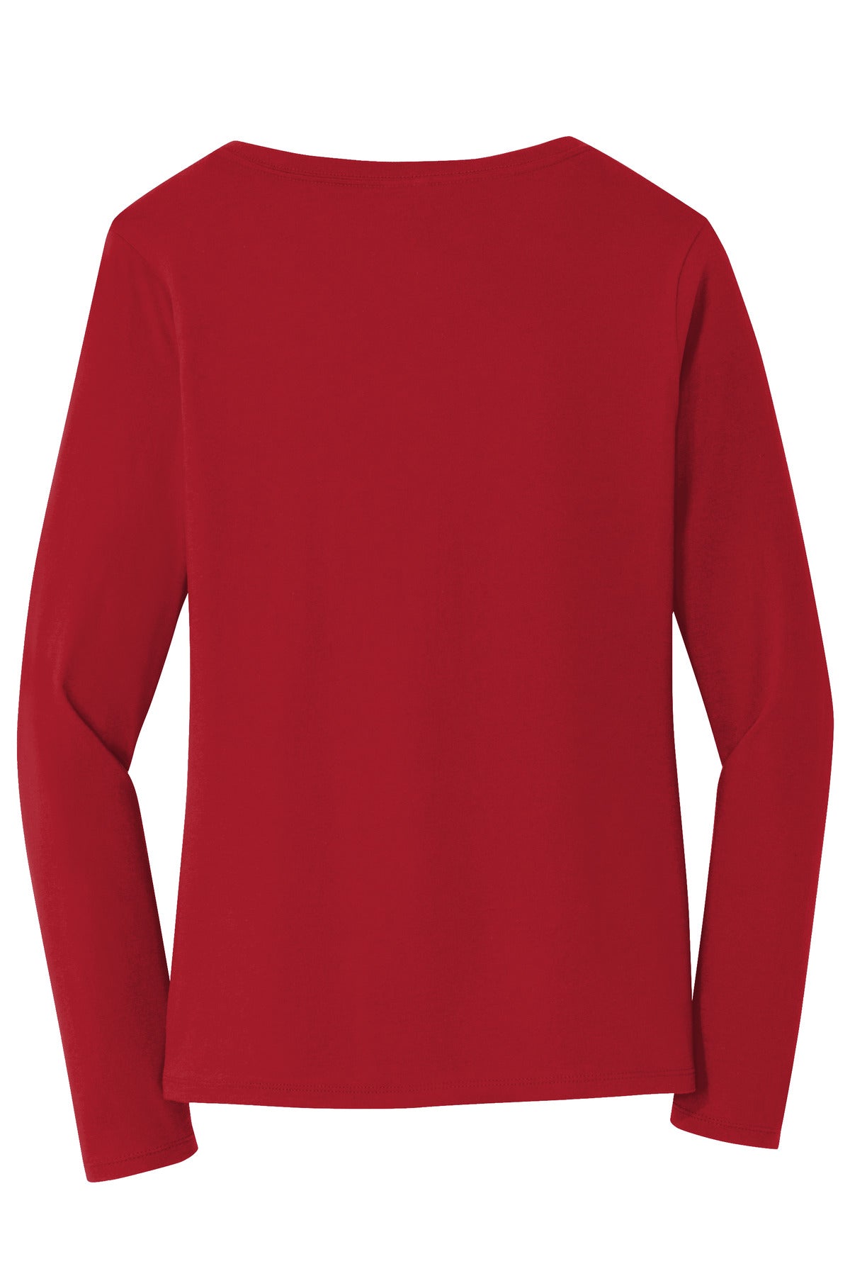 Rear View of Team Cardinal Port & Company Women's Long Sleeve Fan Favorite V-Neck Tee. LPC450VLS