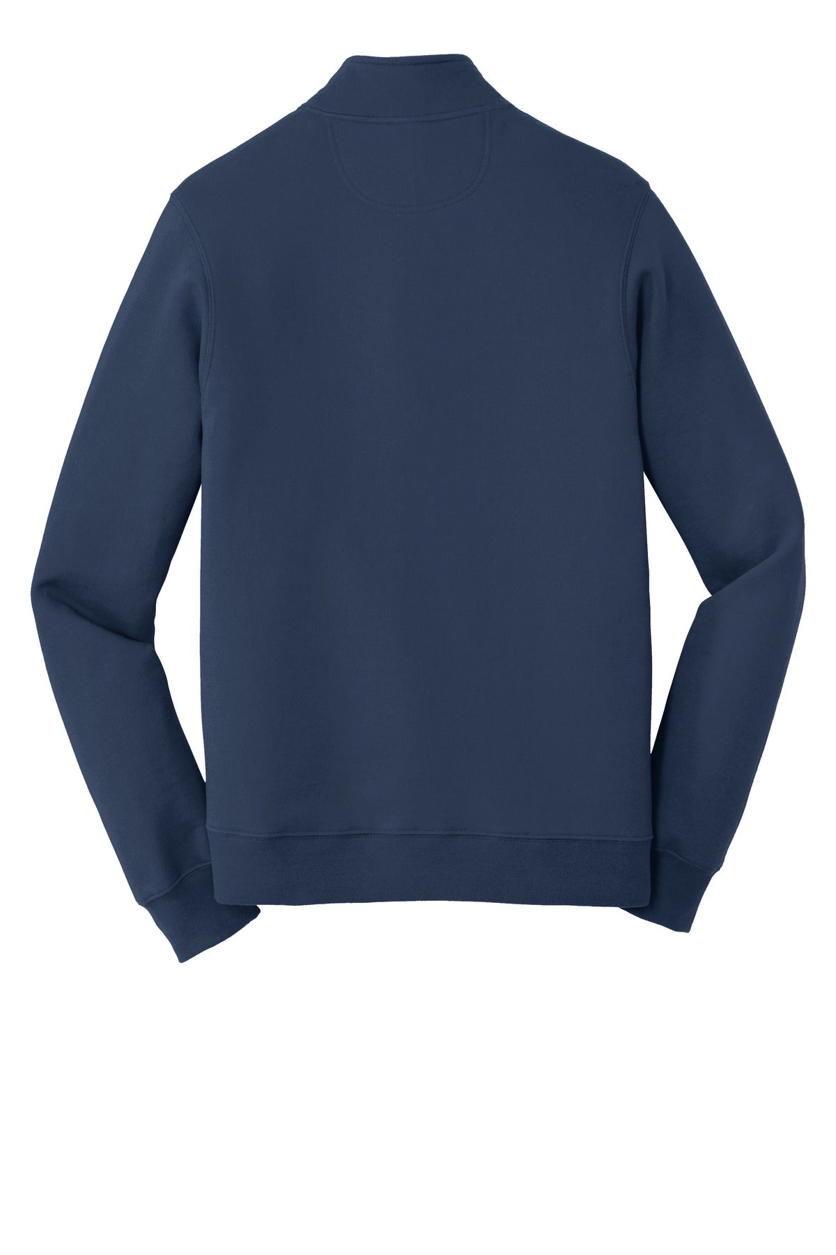 Rear View of Team Navy Port & Company Fan Favorite Fleece 1/4-Zip Pullover Sweatshirt. PC850Q