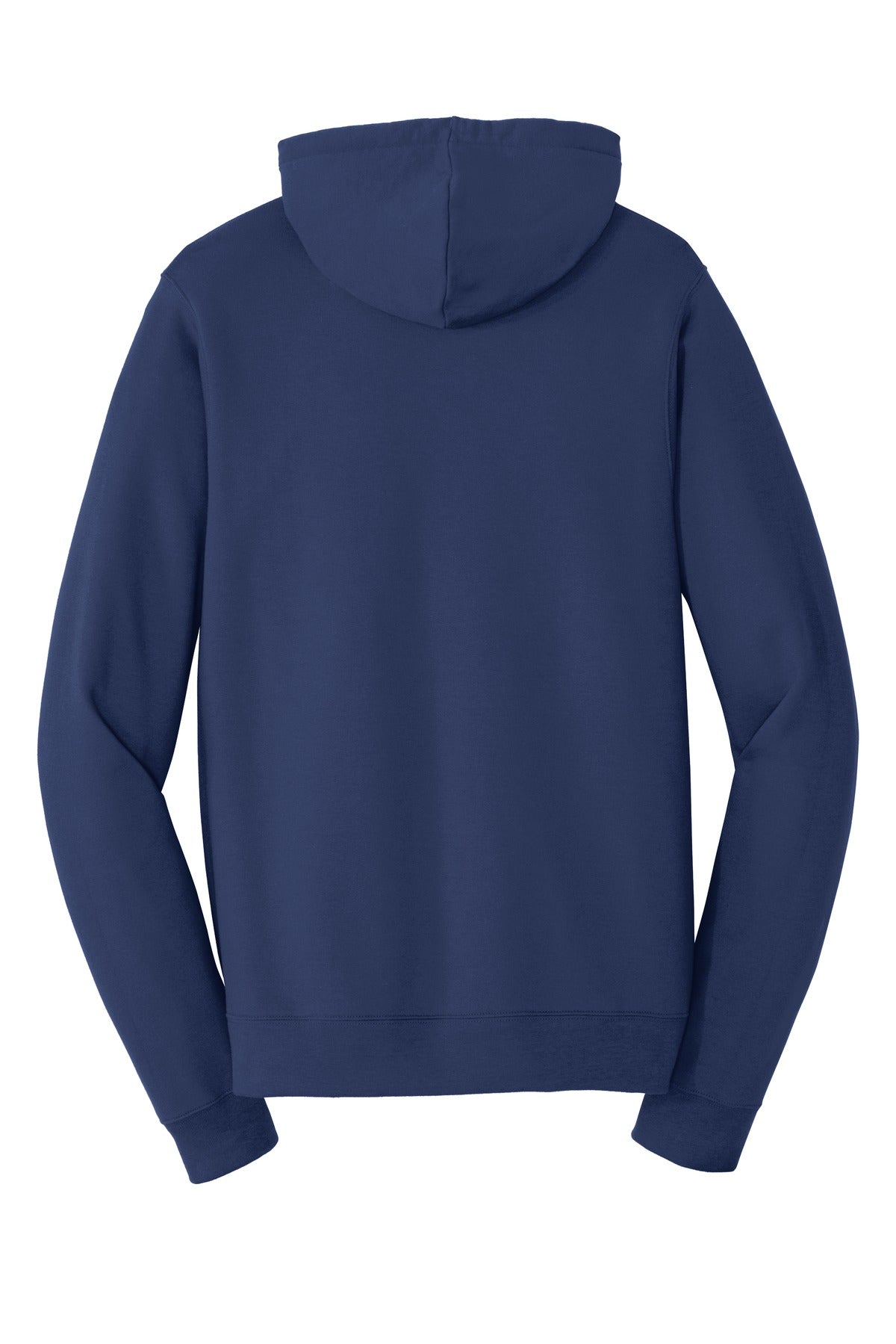 Rear View of Team Navy Port & Company Fan Favorite Fleece Full-Zip Hooded Sweatshirt. PC850ZH