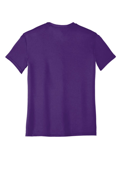 Rear View of Team Purple Port & Company Youth Performance Tee. PC380Y