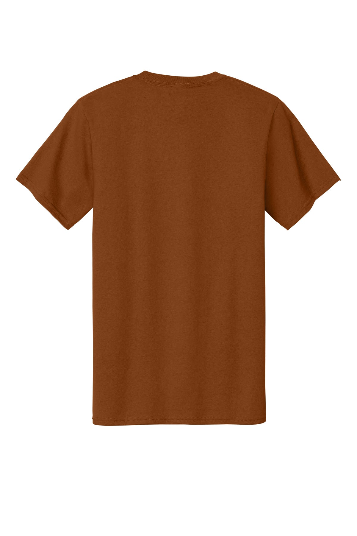 Rear View of Texas Orange Port & Company Tall Essential Tee. PC61T