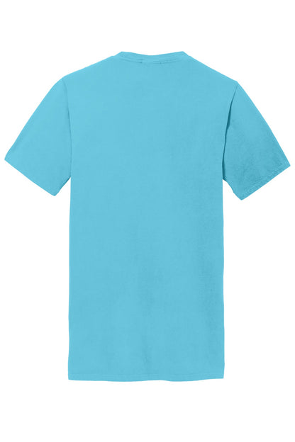 Rear View of Tidal Wave Port & Company Beach Wash Garment-Dyed Pocket Tee. PC099P