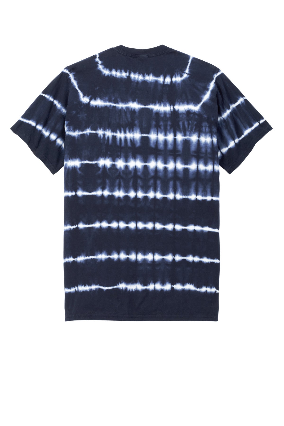 Rear View of TrNv/White Port & Company Allover Stripe Tie-Dye Tee PC142