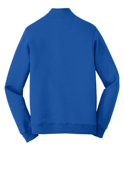Rear View of True Royal Port & Company Fan Favorite Fleece 1/4-Zip Pullover Sweatshirt. PC850Q