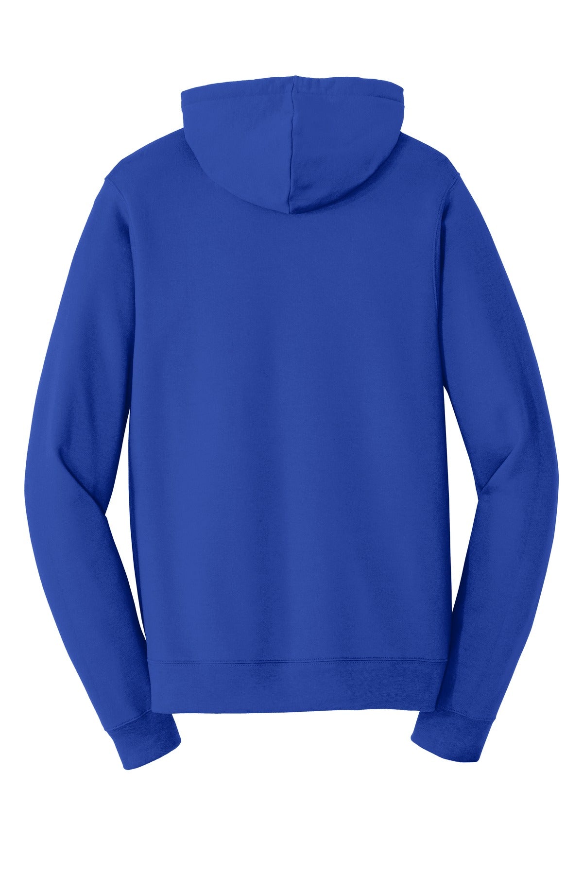 Rear View of True Royal Port & Company Fan Favorite Fleece Full-Zip Hooded Sweatshirt. PC850ZH