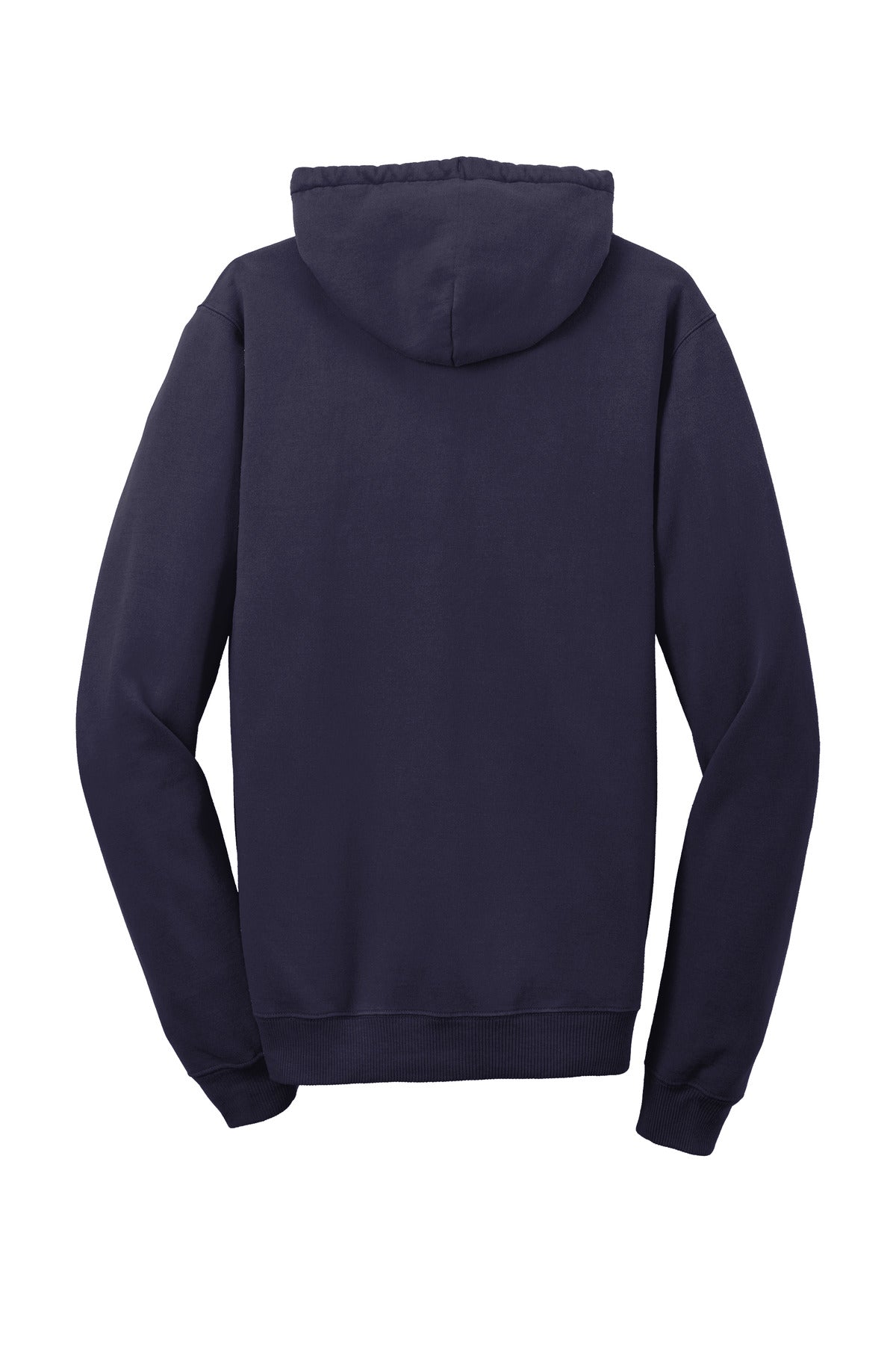 Rear View of TrueNavy Port & Company Beach Wash Garment-Dyed Pullover Hooded Sweatshirt. PC098H