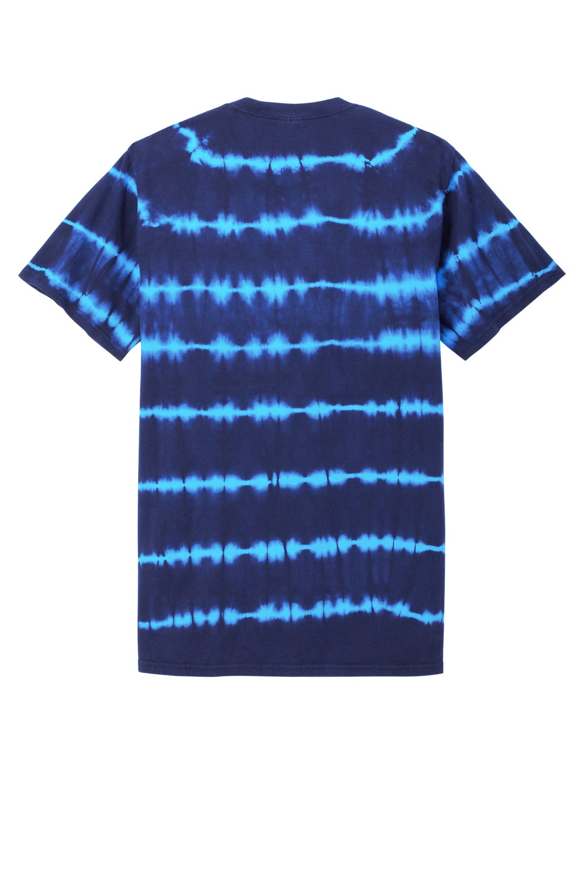 Rear View of Turq/TmNvy Port & Company Allover Stripe Tie-Dye Tee PC142