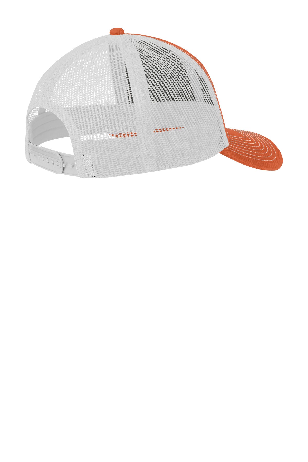 Rear View of TxOrg/Wht Port Authority Snapback Trucker Cap. C112