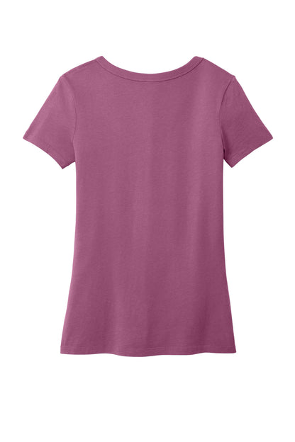 Rear View of VtgRaspbry Port & Company Women's Beach Wash Garment-Dyed V-Neck Tee LPC099V